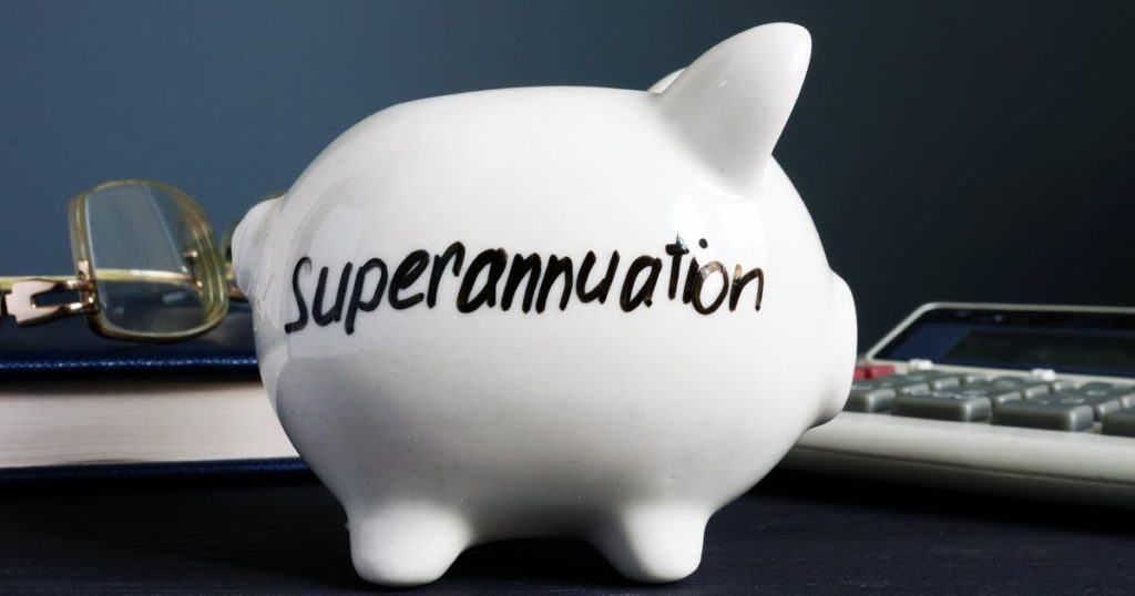 Estate piggy bank with superannuation written on the side.